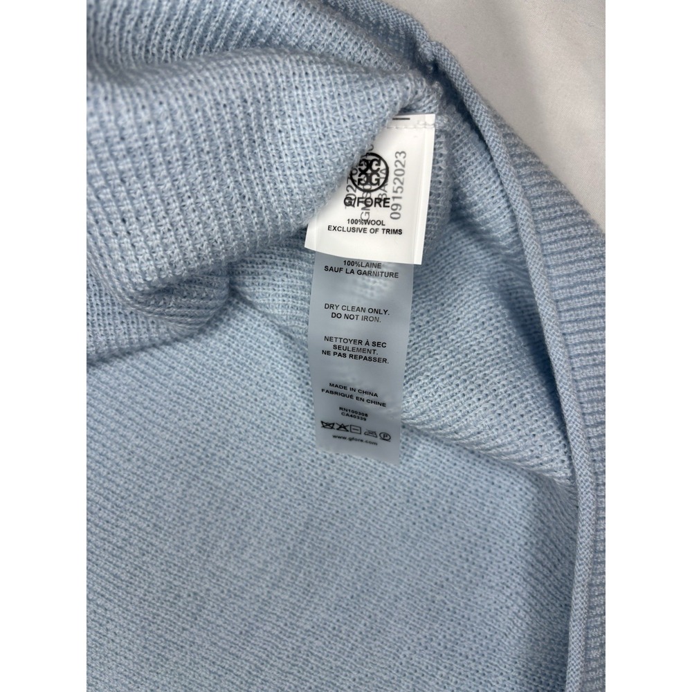 G/Fore G4 Waffle Knit V Neck Baja Blue Golf Sweater 100% Wool Men's XL NWT $295 - Picture 7 of 8